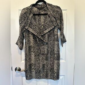 BCBGMaxAzria Silk Snakeskin Reptile Print Collared Shift Dress | Retails $278